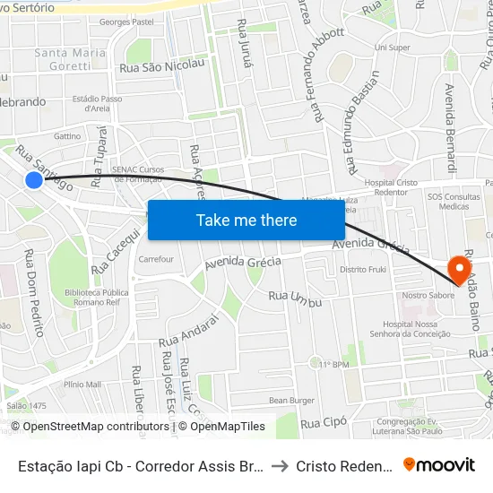 Estação Iapi Cb - Corredor Assis Brasil to Cristo Redentor map