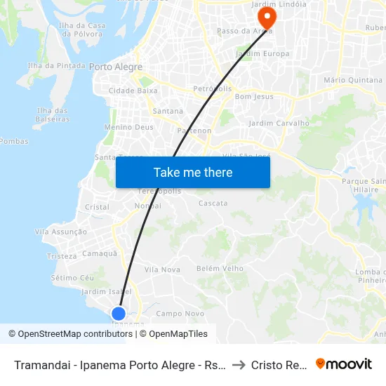 Tramandai - Ipanema Porto Alegre - Rs 91760-050 Brasil to Cristo Redentor map
