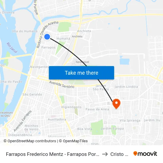 Farrapos Frederico Mentz - Farrapos Porto Alegre - Rs 90250-350 Brasil to Cristo Redentor map