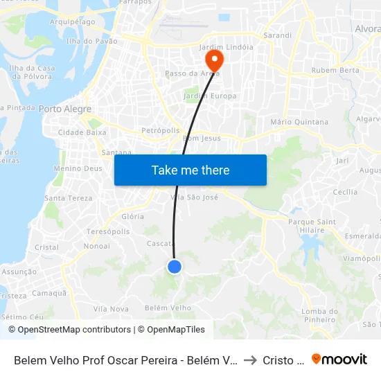Belem Velho Prof Oscar Pereira - Belém Velho Porto Alegre - Rs 91712-320 Brasil to Cristo Redentor map