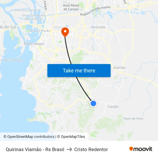 Quirinas Viamão - Rs Brasil to Cristo Redentor map