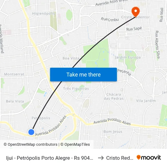Ijui - Petrópolis Porto Alegre - Rs 90460-200 Brasil to Cristo Redentor map