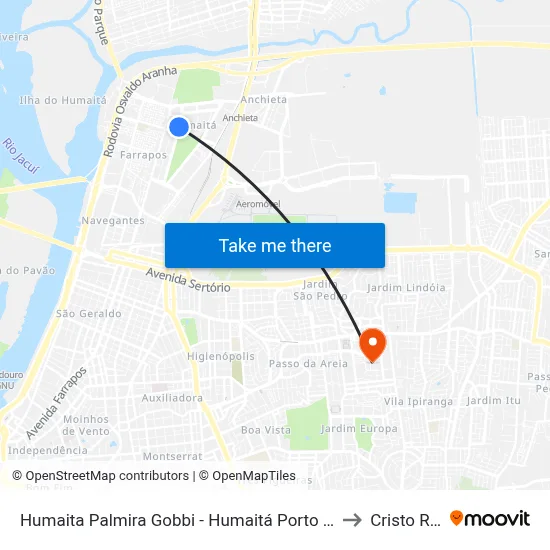 Humaita Palmira Gobbi - Humaitá Porto Alegre - Rs 90250-210 Brasil to Cristo Redentor map