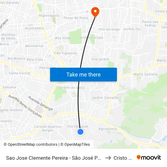 Sao Jose Clemente Pereira - São José Porto Alegre - Rs 91520-550 Brasil to Cristo Redentor map