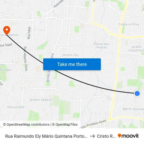 Rua Raimundo Ely Mário Quintana Porto Alegre - Rs 91260-706 Brasil to Cristo Redentor map