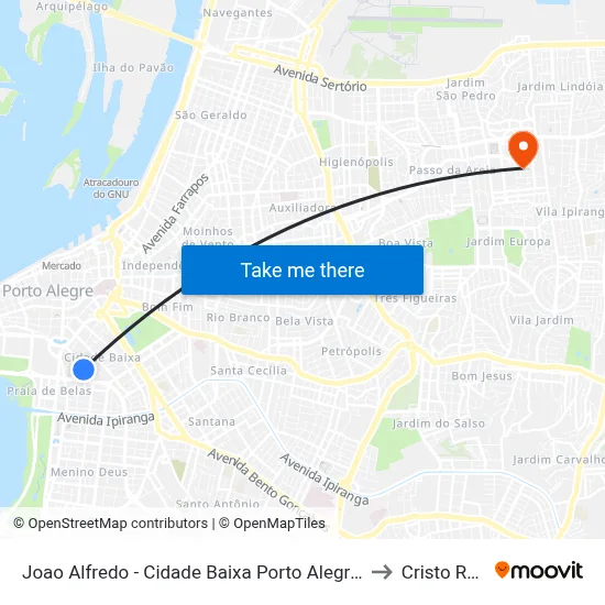 Joao Alfredo - Cidade Baixa Porto Alegre - Rs 90050-003 Brasil to Cristo Redentor map