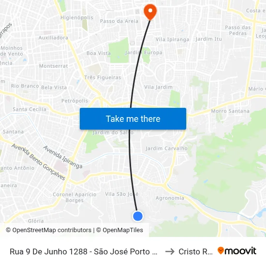 Rua 9 De Junho 1288 - São José Porto Alegre - Rs 91520-610 Brasil to Cristo Redentor map