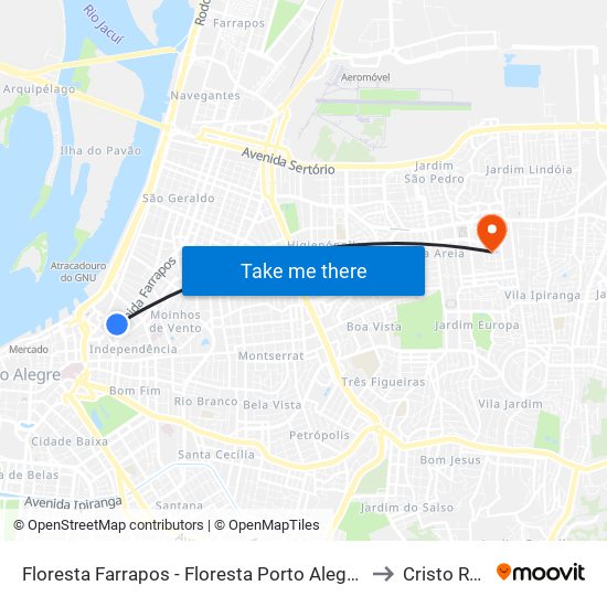 Floresta Farrapos - Floresta Porto Alegre - Rs 90220-190 Brasil to Cristo Redentor map