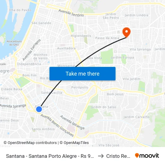 Santana - Santana Porto Alegre - Rs 90040-373 Brasil to Cristo Redentor map