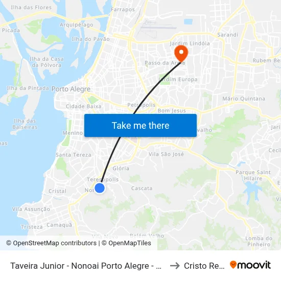 Taveira Junior - Nonoai Porto Alegre - Rs 90830-000 Brasil to Cristo Redentor map