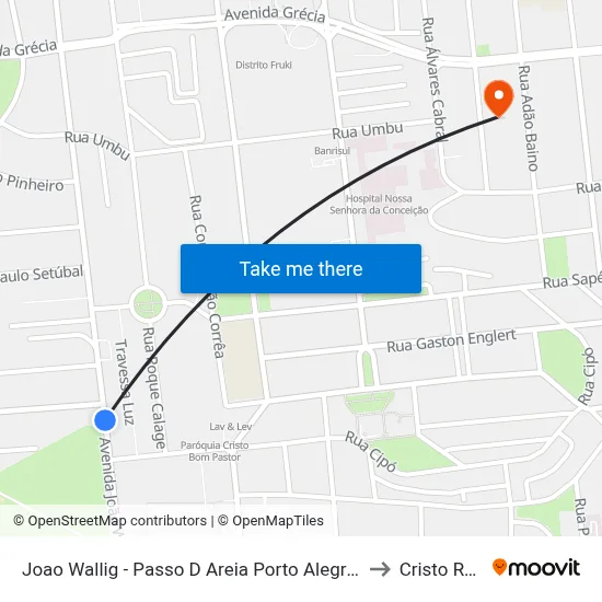 Joao Wallig - Passo D Areia Porto Alegre - Rs 91340-001 Brasil to Cristo Redentor map