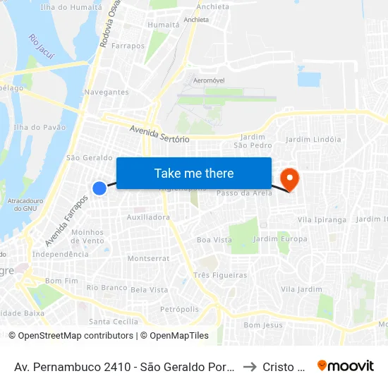 Av. Pernambuco 2410 - São Geraldo Porto Alegre - Rs 90220-002 Brasil to Cristo Redentor map