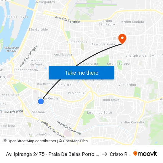 Av. Ipiranga 2475 - Praia De Belas Porto Alegre - Rs 90160-092 Brasil to Cristo Redentor map