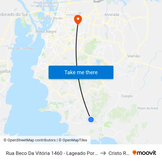Rua Beco Da Vitória 1460 - Lageado Porto Alegre - Rs 91780 Brasil to Cristo Redentor map