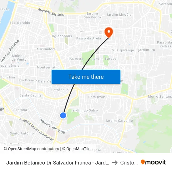 Jardim Botanico Dr Salvador Franca - Jardim Botânico Porto Alegre - Rs 90450-190 Brasil to Cristo Redentor map