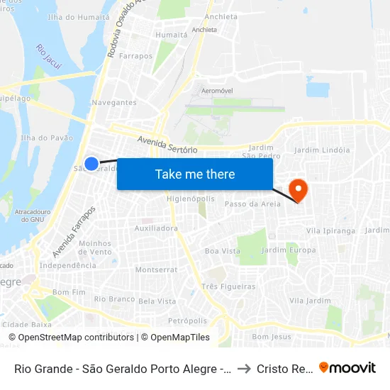 Rio Grande - São Geraldo Porto Alegre - Rs 90230-091 Brasil to Cristo Redentor map