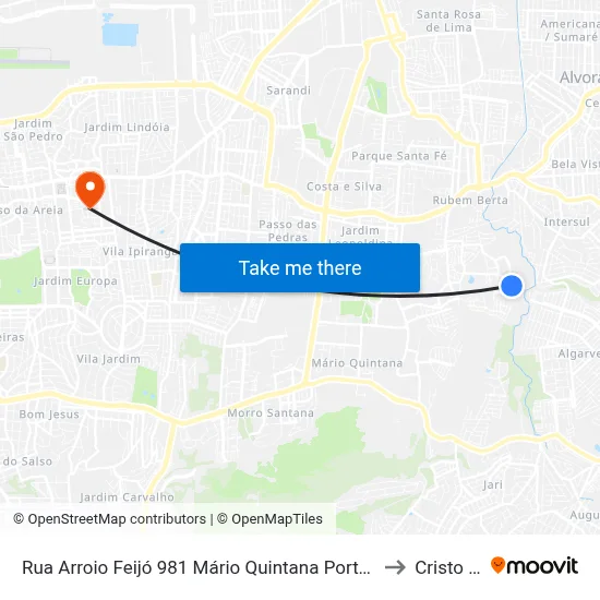 Rua Arroio Feijó 981 Mário Quintana Porto Alegre - Rio Grande Do Sul 91250 Brasil to Cristo Redentor map