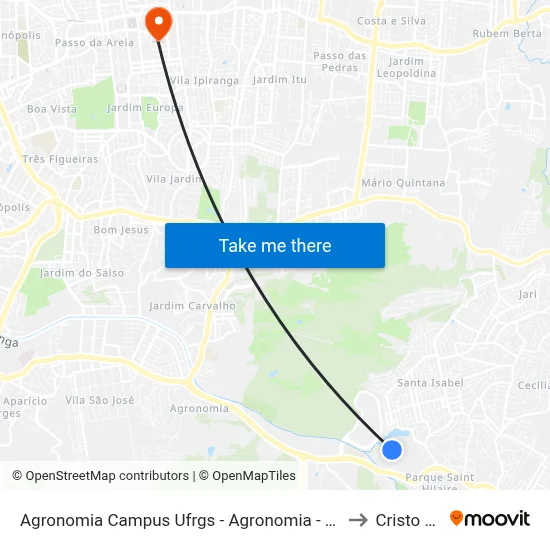 Agronomia Campus Ufrgs - Agronomia - Agronomia Porto Alegre - Rs Brasil to Cristo Redentor map