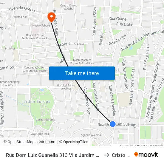Rua Dom Luiz Guanella 313 Vila Jardim Porto Alegre - Rs 91320-190 Brasil to Cristo Redentor map
