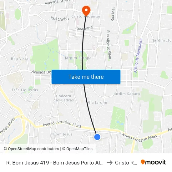 R. Bom Jesus 419 - Bom Jesus Porto Alegre - Rs 91420-030 Brasil to Cristo Redentor map