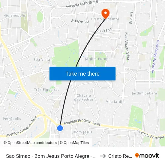 Sao Simao - Bom Jesus Porto Alegre - Rs 91420-500 Brasil to Cristo Redentor map