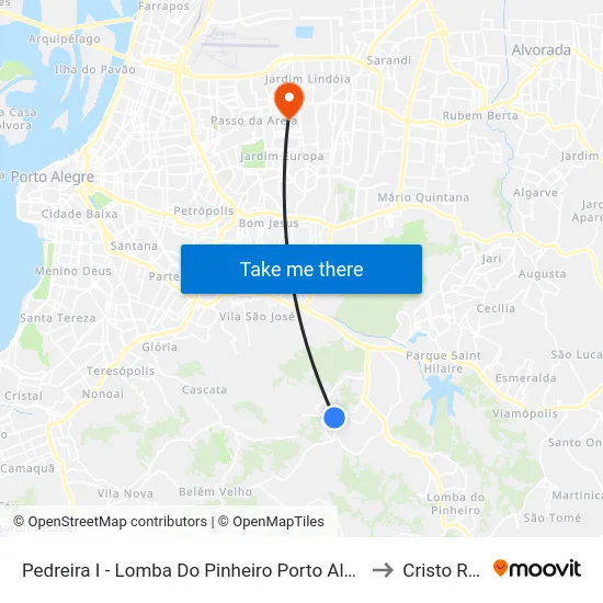 Pedreira I - Lomba Do Pinheiro Porto Alegre - Rs 91550-215 Brasil to Cristo Redentor map