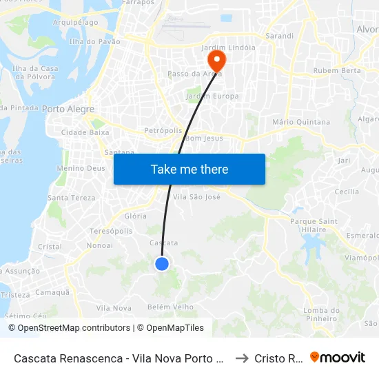 Cascata Renascenca - Vila Nova Porto Alegre - Rs 91712-370 Brasil to Cristo Redentor map