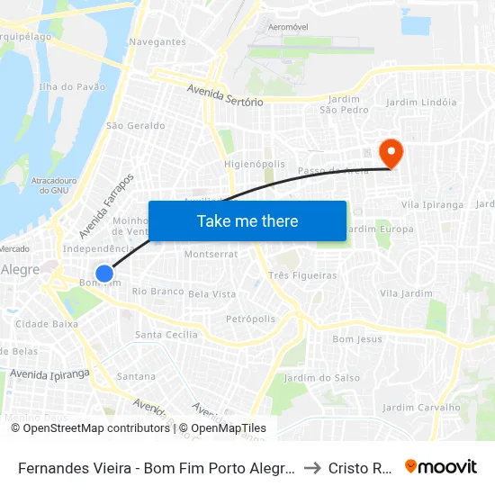 Fernandes Vieira - Bom Fim Porto Alegre - Rs 90035-091 Brasil to Cristo Redentor map