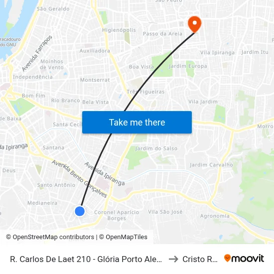 R. Carlos De Laet 210 - Glória Porto Alegre - Rs 90680-350 Brasil to Cristo Redentor map