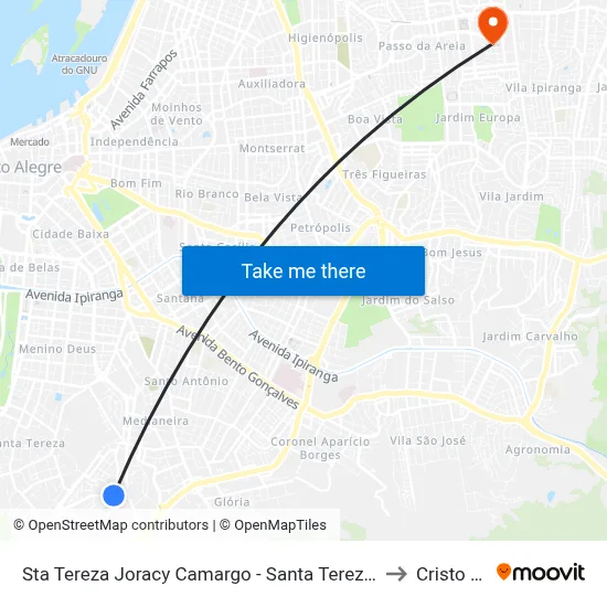 Sta Tereza Joracy Camargo - Santa Tereza Porto Alegre - Rs 90840-520 Brasil to Cristo Redentor map