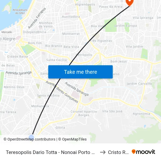 Teresopolis Dario Totta - Nonoai Porto Alegre - Rs 90840-740 Brasil to Cristo Redentor map
