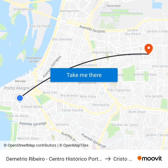 Demetrio Ribeiro - Centro Histórico Porto Alegre - Rs 90010-282 Brasil to Cristo Redentor map