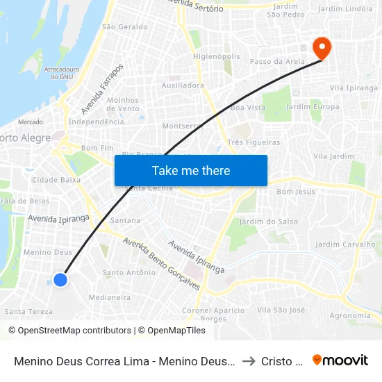 Menino Deus Correa Lima - Menino Deus Porto Alegre - Rs 90850-250 Brasil to Cristo Redentor map