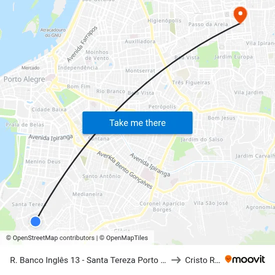 R. Banco Inglês 13 - Santa Tereza Porto Alegre - Rs 90840-600 Brasil to Cristo Redentor map