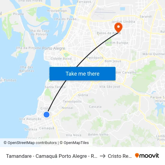 Tamandare - Camaquã Porto Alegre - Rs 91910-620 Brasil to Cristo Redentor map