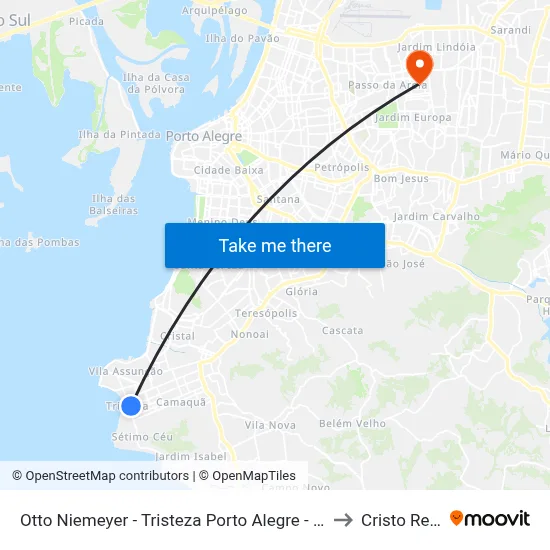 Otto Niemeyer - Tristeza Porto Alegre - Rs 91900-190 Brasil to Cristo Redentor map