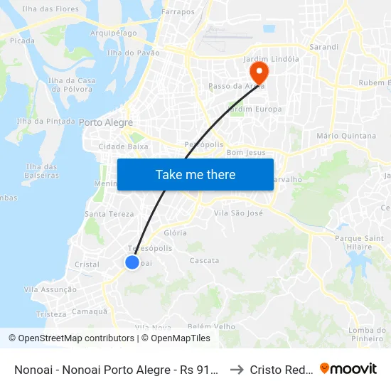 Nonoai - Nonoai Porto Alegre - Rs 91720-000 Brasil to Cristo Redentor map