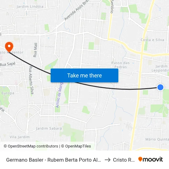 Germano Basler - Rubem Berta Porto Alegre - Rs 91240-320 Brasil to Cristo Redentor map