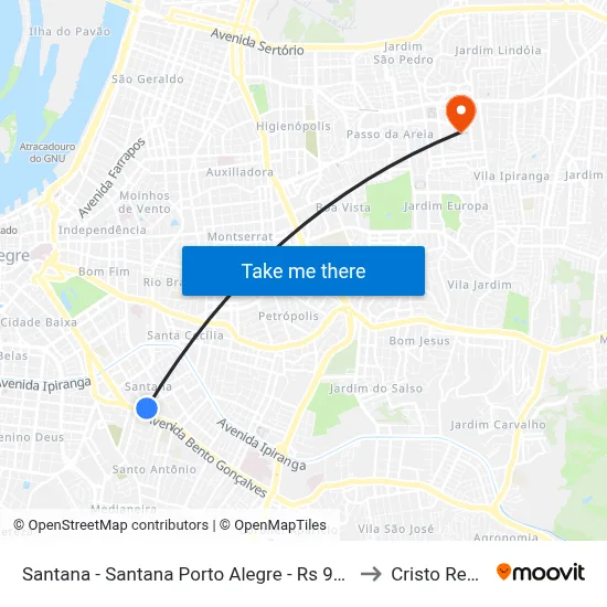 Santana - Santana Porto Alegre - Rs 90040-373 Brasil to Cristo Redentor map