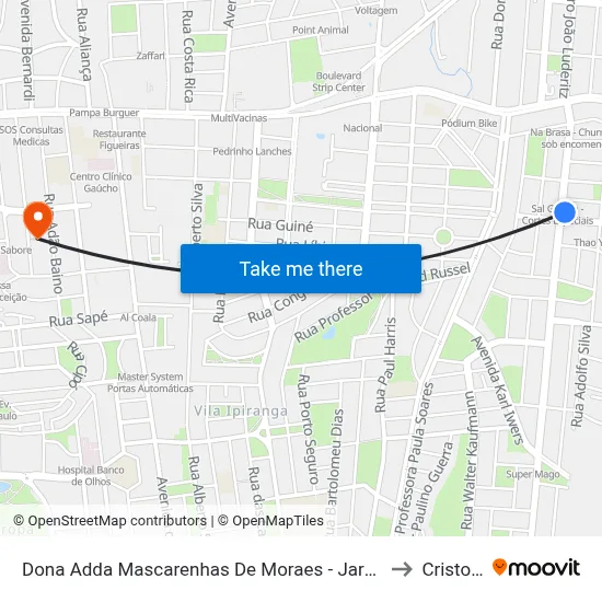 Dona Adda Mascarenhas De Moraes - Jardim Itu-Sabará Porto Alegre - Rs 91220-140 Brasil to Cristo Redentor map