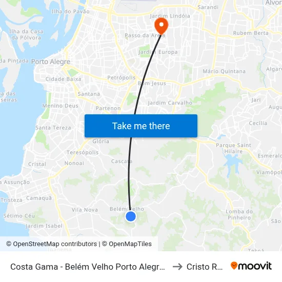 Costa Gama - Belém Velho Porto Alegre - Rs 91787-311 Brasil to Cristo Redentor map