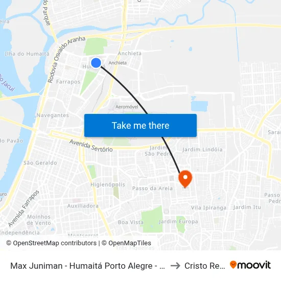 Max Juniman - Humaitá Porto Alegre - Rs 90250-060 Brasil to Cristo Redentor map