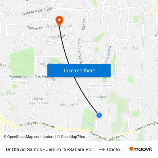 Dr Otavio Santos - Jardim Itu-Sabará Porto Alegre - Rs 91210-000 Brasil to Cristo Redentor map
