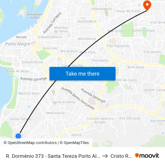 R. Dormênio 373 - Santa Tereza Porto Alegre - Rs 90840-100 Brasil to Cristo Redentor map