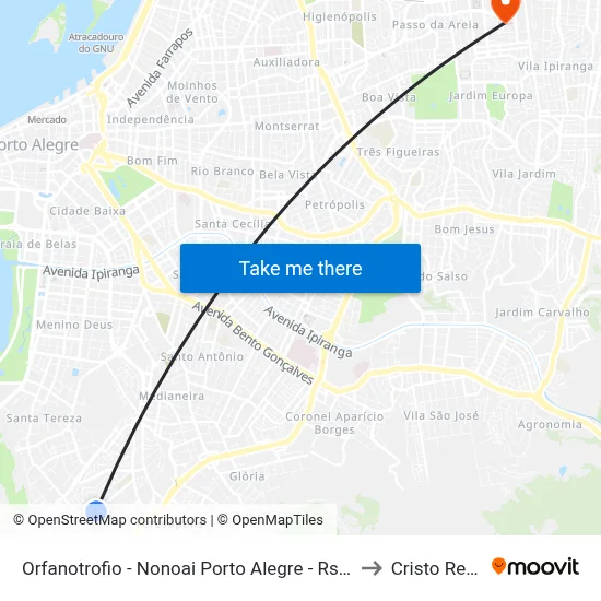 Orfanotrofio - Nonoai Porto Alegre - Rs 90010-350 Brasil to Cristo Redentor map