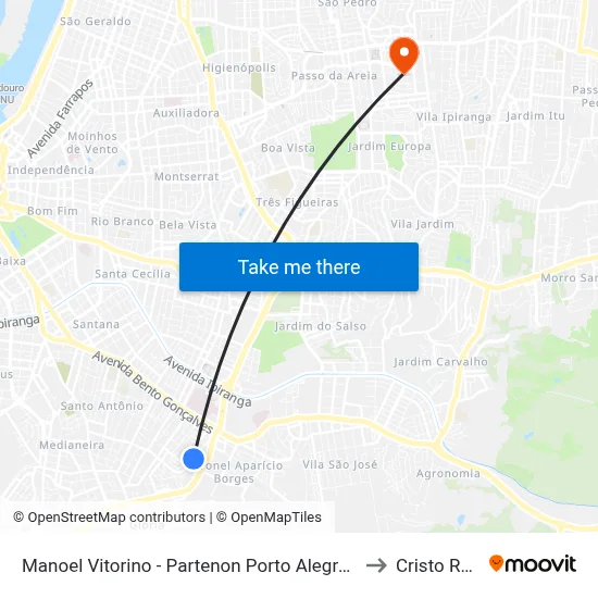 Manoel Vitorino - Partenon Porto Alegre - Rs 90680-344 Brasil to Cristo Redentor map