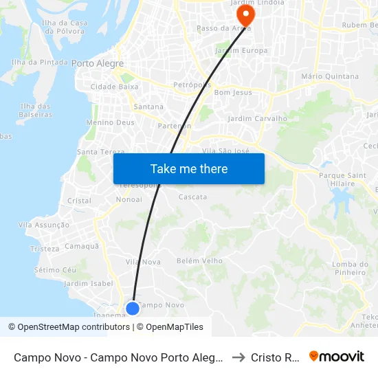 Campo Novo - Campo Novo Porto Alegre - Rs 91751-443 Brasil to Cristo Redentor map