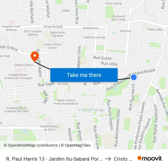 R. Paul Harris 13 - Jardim Itu-Sabará Porto Alegre - Rs 91380-200 Brasil to Cristo Redentor map