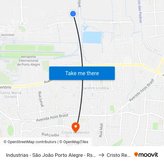 Industrias - São João Porto Alegre - Rs 90200-290 Brasil to Cristo Redentor map