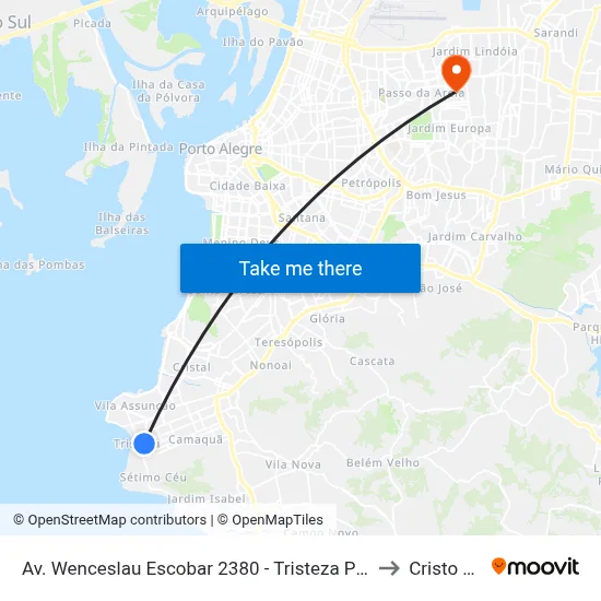 Av. Wenceslau Escobar 2380 - Tristeza Porto Alegre - Rs 91900-000 Brasil to Cristo Redentor map
